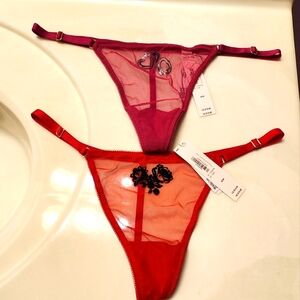 Victoria's Secret Burgundy Sheer Thong